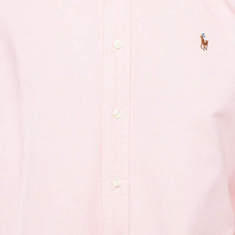 مملوكة مسبقًا Ralph Lauren Pink Stretch Oxford Cotton Slim Fit Shirt XL
