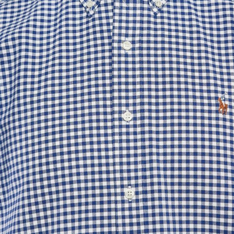 Pre Owned Ralph Lauren Blue/White Gingham Check Cotton Short Sleeve Shirt L