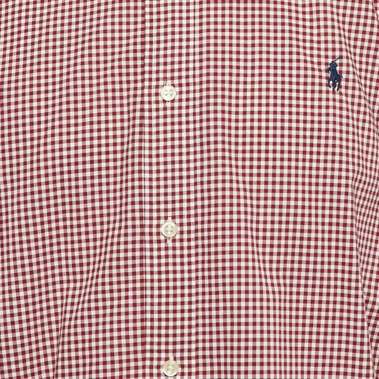 Pre Owned Ralph Lauren Red Gingham Checks Cotton Slim Fit Shirt XL