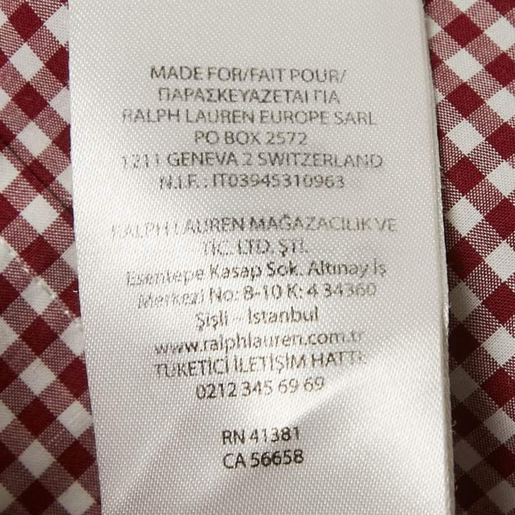 Pre Owned Ralph Lauren Red Gingham Checks Cotton Slim Fit Shirt XL