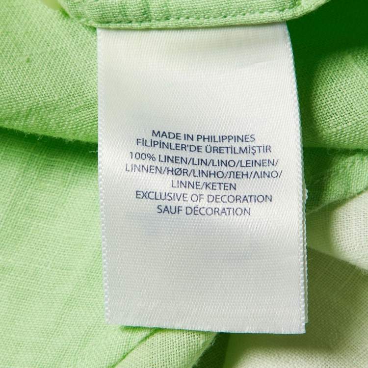 Pre Owned Ralph Lauren Green Ombre Linen Button Down Shirt M
