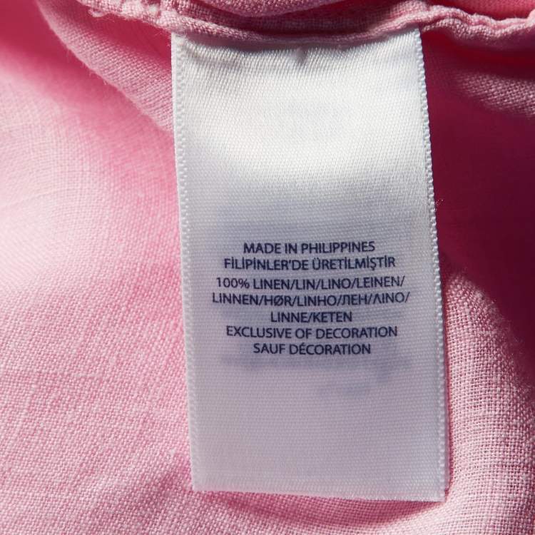 Pre Owned Ralph Lauren Pink Ombre Linen Button Down Shirt M