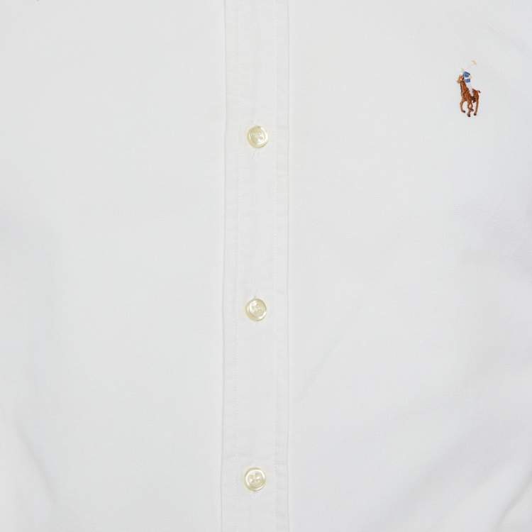 Pre Owned Ralph Lauren White Cotton Slim Fit Button Down Shirt S