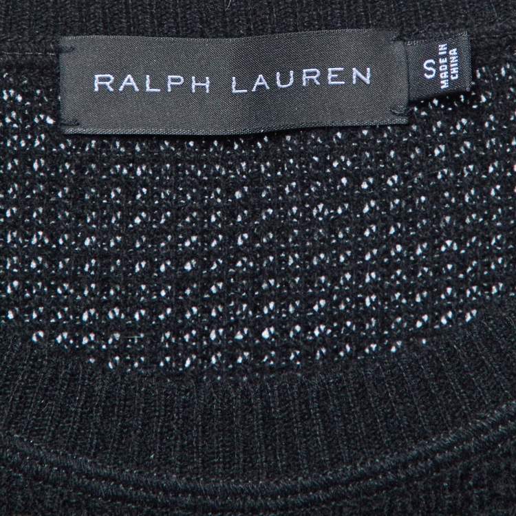 Pre Owned Ralph Lauren Black Cashmere Rib Knit Full Sleeve Jumper S