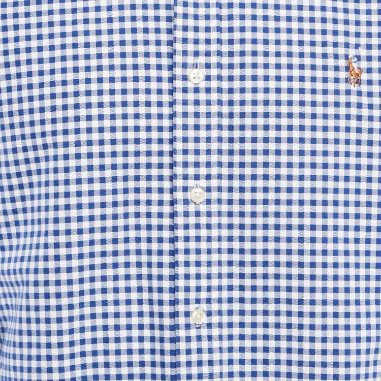 Pre Owned Ralph Lauren Blue Gingham Cotton Button Down Slim Fit Shirt L
