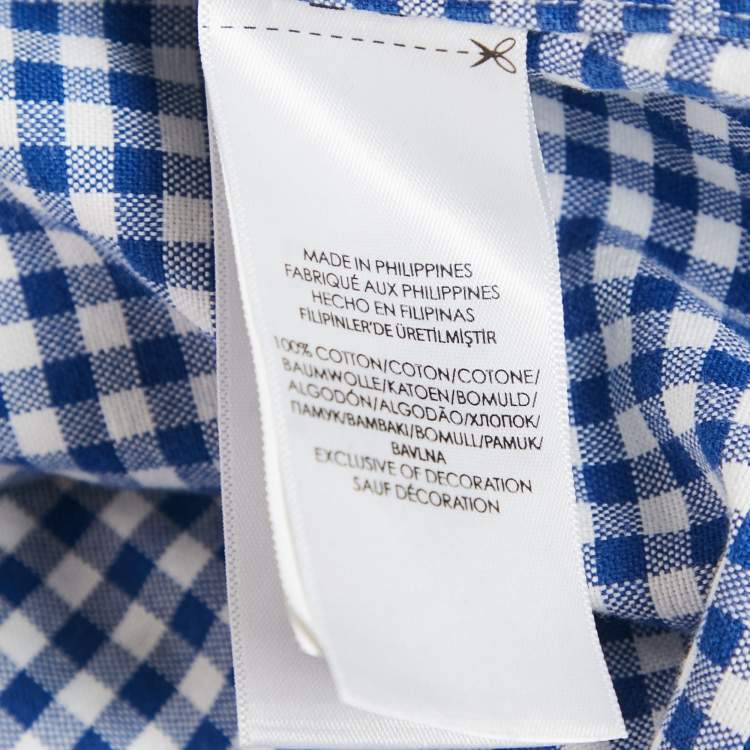Pre Owned Ralph Lauren Blue Gingham Cotton Button Down Slim Fit Shirt L