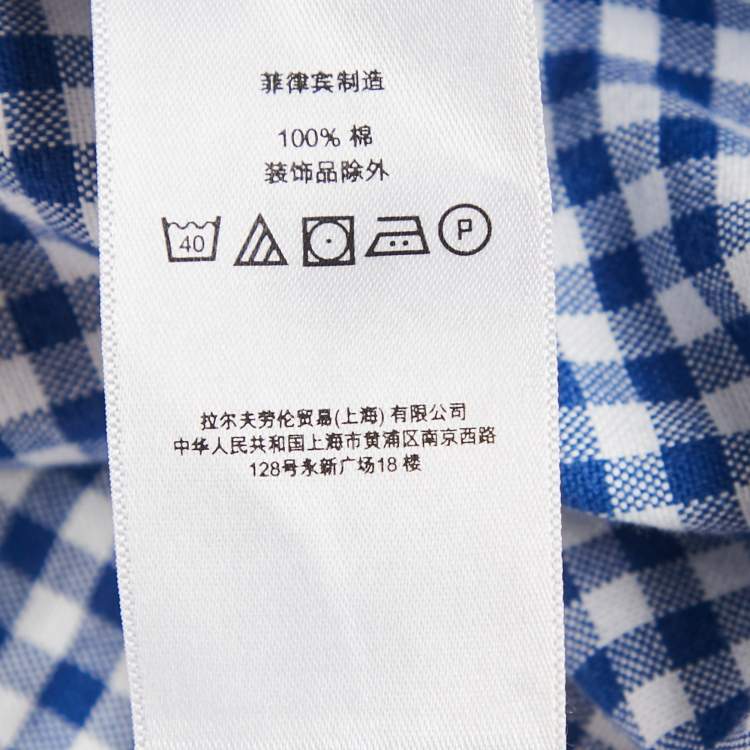 Pre Owned Ralph Lauren Blue Gingham Cotton Button Down Slim Fit Shirt L