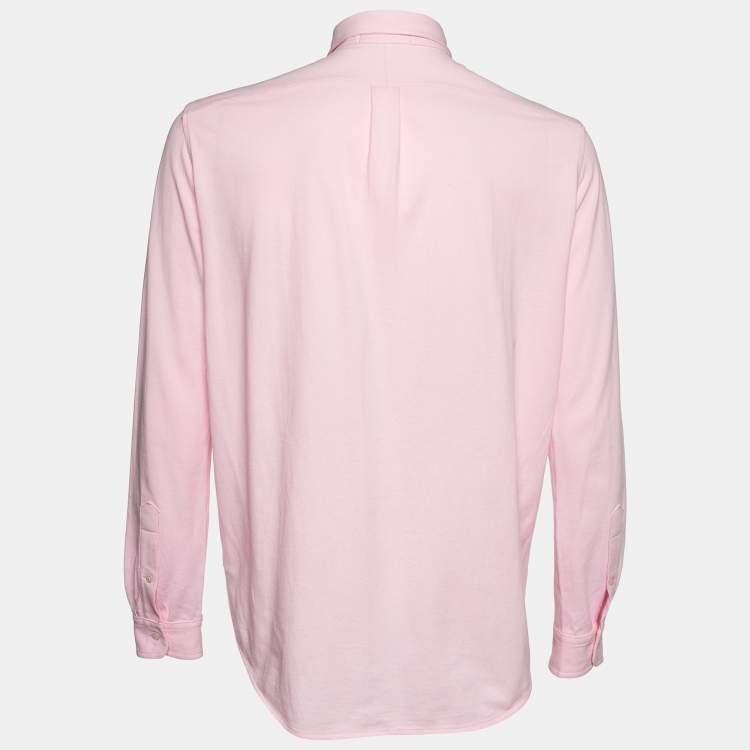 Pre Owned Ralph Lauren Pink Cotton Featherweight Mesh Button Down Shirt L