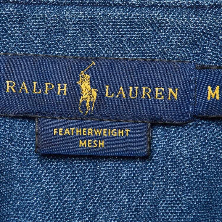 Pre Owned Ralph Lauren Blue Cotton Featherweight Mesh Button Down Shirt M