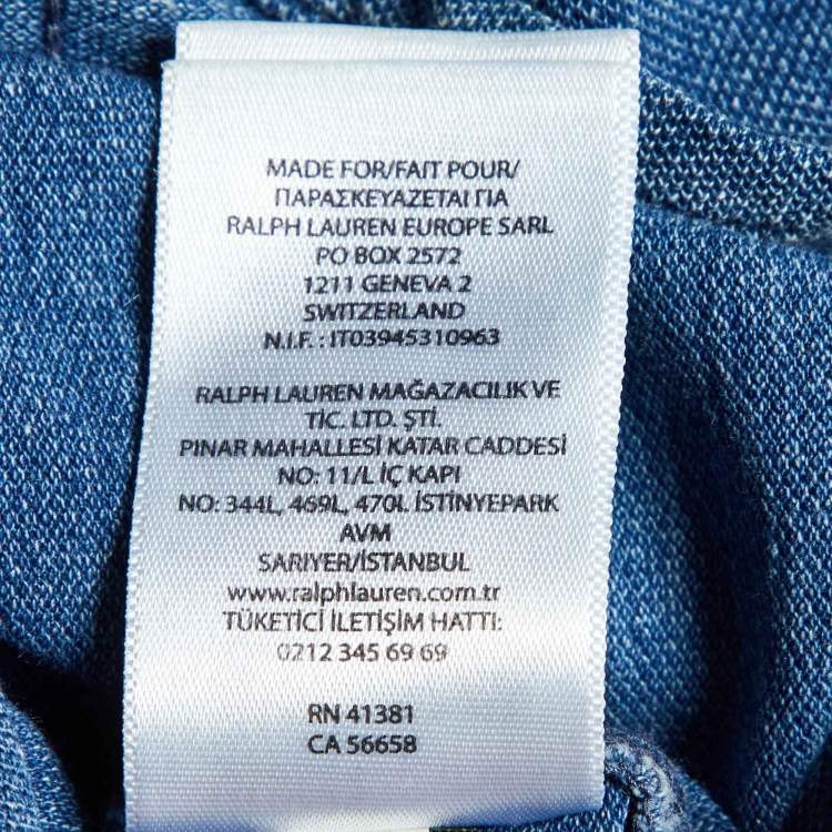 Pre Owned Ralph Lauren Blue Cotton Featherweight Mesh Button Down Shirt M