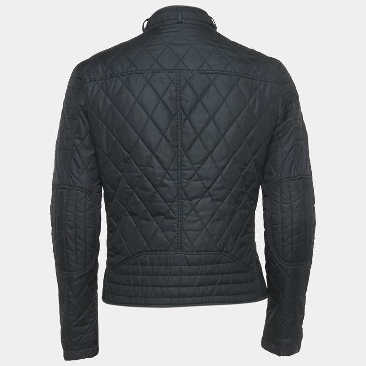 Pre Owned Ralph Lauren Black Nylon Zip-Up Quilted Biker Jacket S