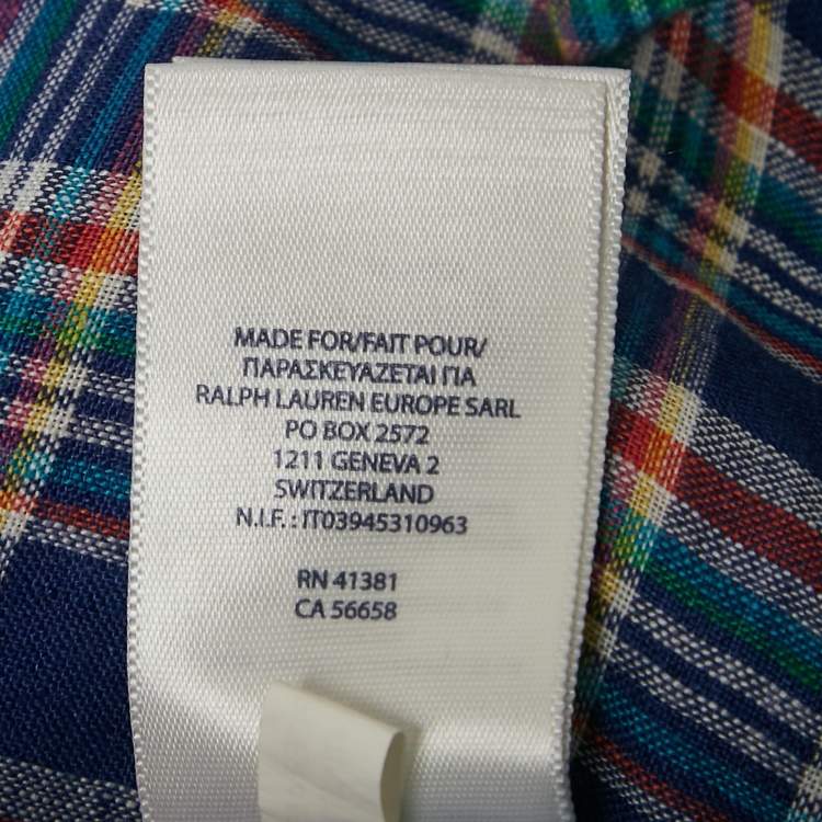 Pre Owned Ralph Lauren Blue Tartan Checks Sea Soft Linen Shirt S