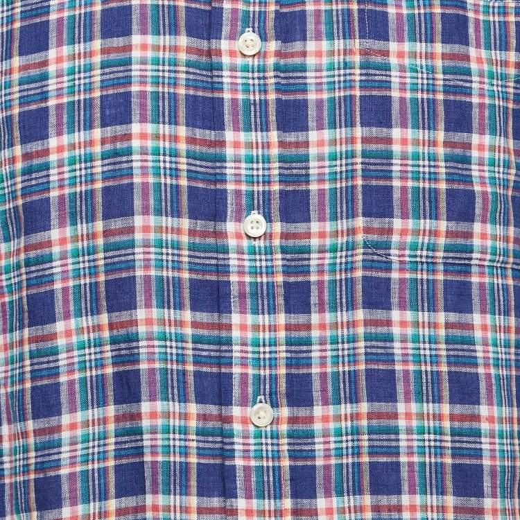 Pre Owned Ralph Lauren Blue Tartan Checks Sea Soft Linen Shirt S