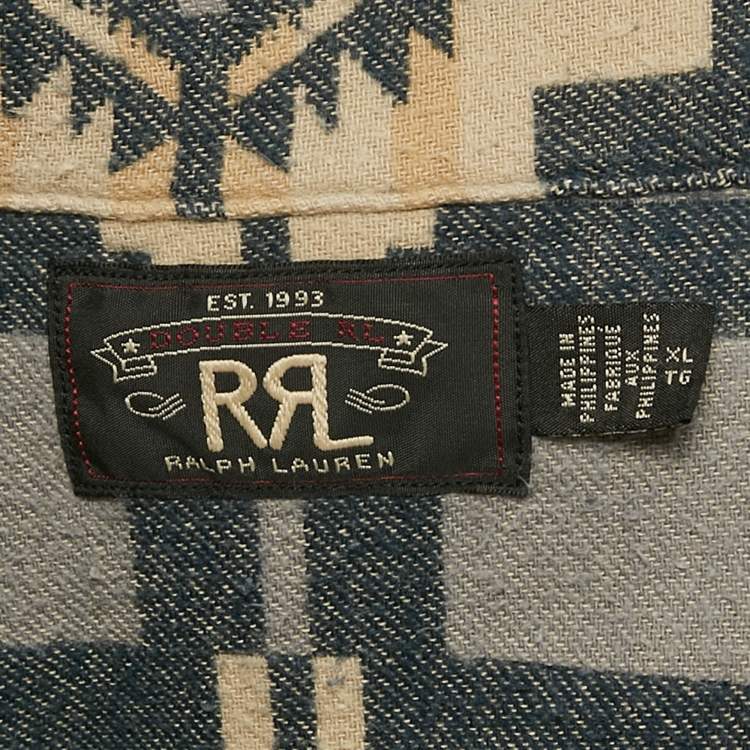Pre Owned Ralph Lauren Blue Printed Cotton Long Sleeve Shirt XL 