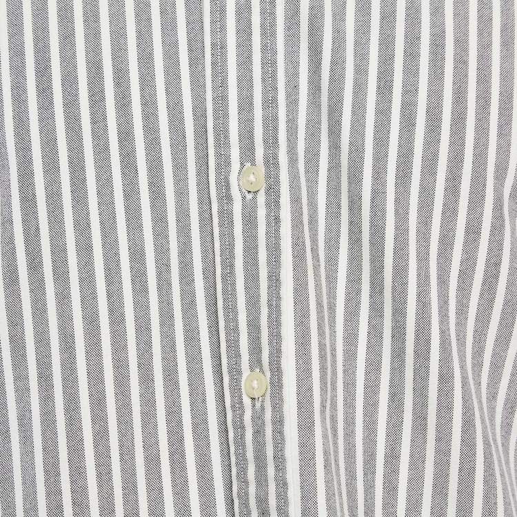 Pre Owned Ralph Lauren Grey Striped Cotton Long Sleeve Shirt M