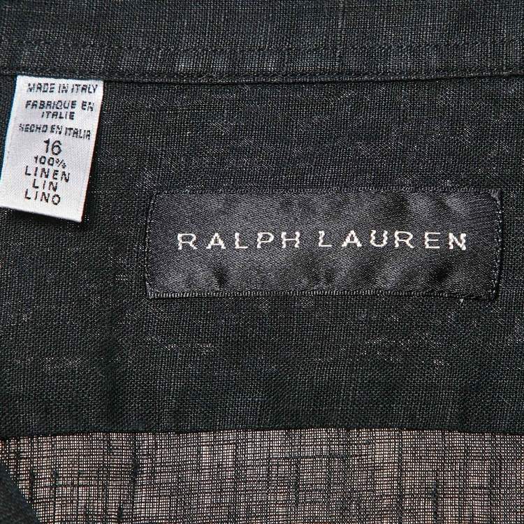 Pre Owned Ralph Lauren Black Linen Button Front Shirt L