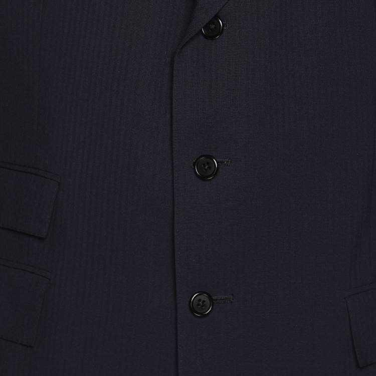 Pre Owned Ralph Lauren Navy Blue Wool Blend Single Breasted Blazer & Straight Leg Pant Set L