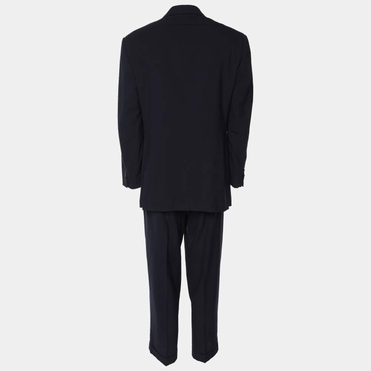 Pre Owned Ralph Lauren Navy Blue Wool Blend Single Breasted Blazer & Straight Leg Pant Set L