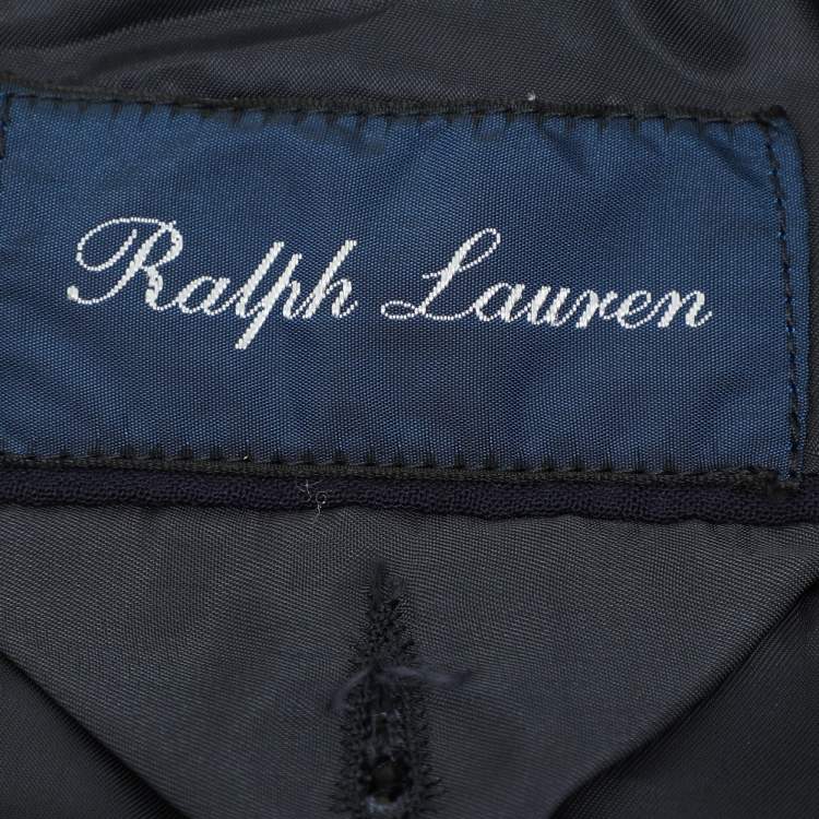 Pre Owned Ralph Lauren Navy Blue Wool Blend Single Breasted Blazer & Straight Leg Pant Set L