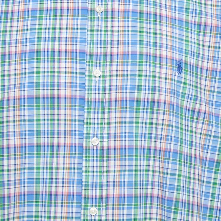 Pre Owned Ralph Lauren Blue/Green Checks Cotton Classic Fit Shirt XXL