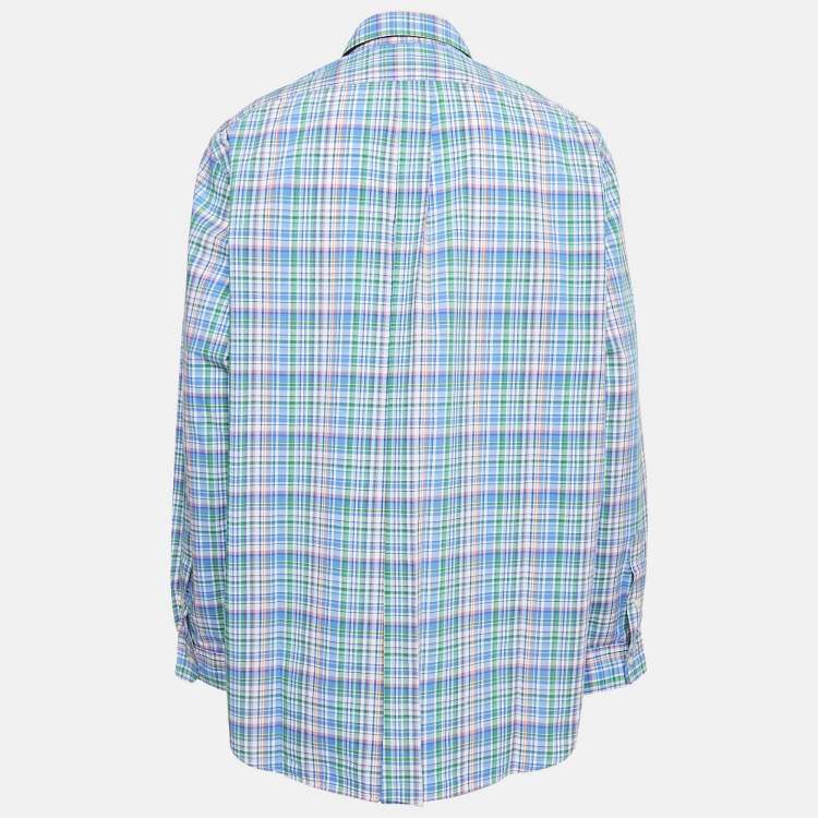 Pre Owned Ralph Lauren Blue/Green Checks Cotton Classic Fit Shirt XXL