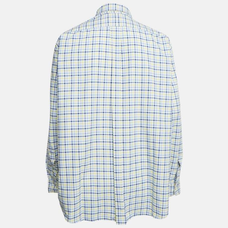 Pre Owned Ralph Lauren Yellow/Blue Checks Cotton Long Sleeve Shirt XXL