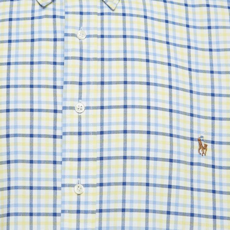 Pre Owned Ralph Lauren Yellow/Blue Checks Cotton Long Sleeve Shirt XXL
