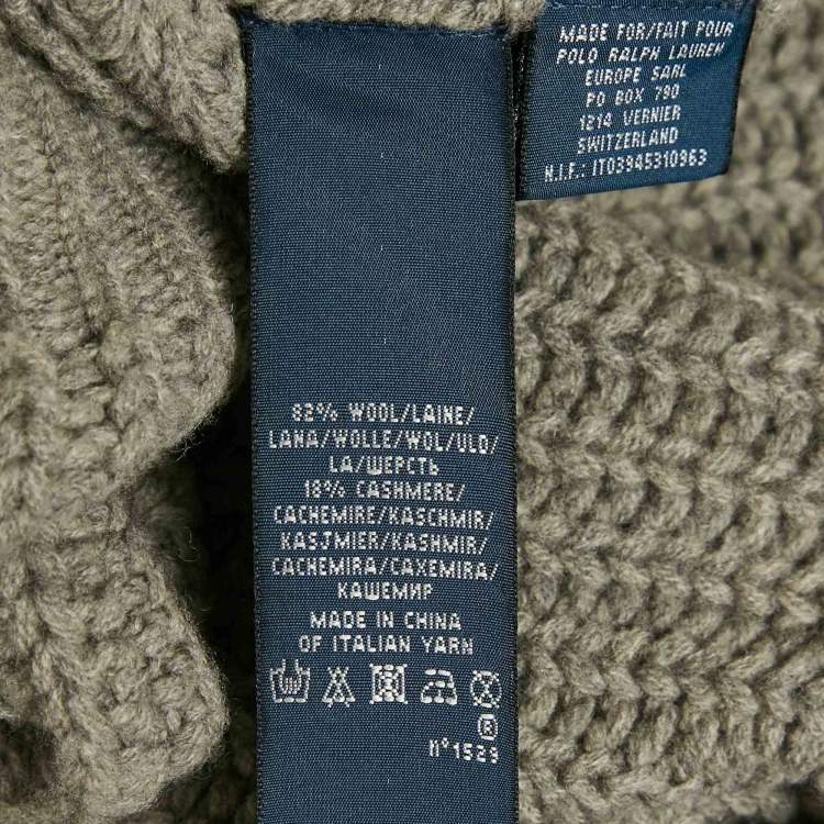 Pre Owned Ralph Lauren Grey Wool Blend Knit Buttoned Cardigan M