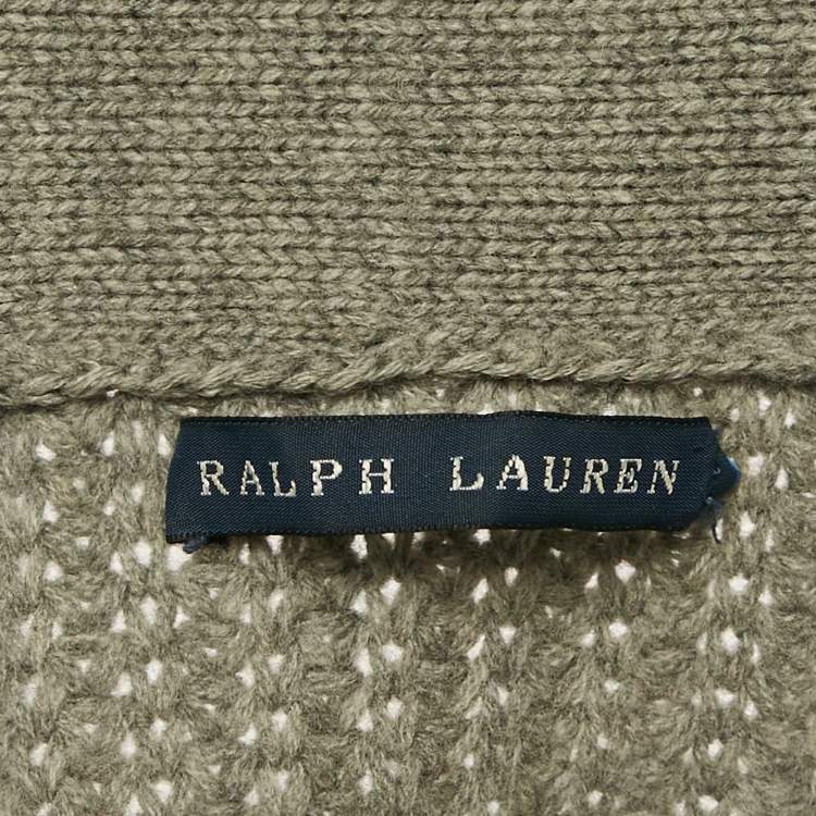 Pre Owned Ralph Lauren Grey Wool Blend Knit Buttoned Cardigan M