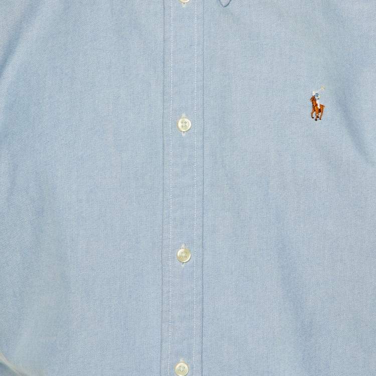 Pre Owned Ralph Lauren Light Blue Denim Button Front Shirt XL