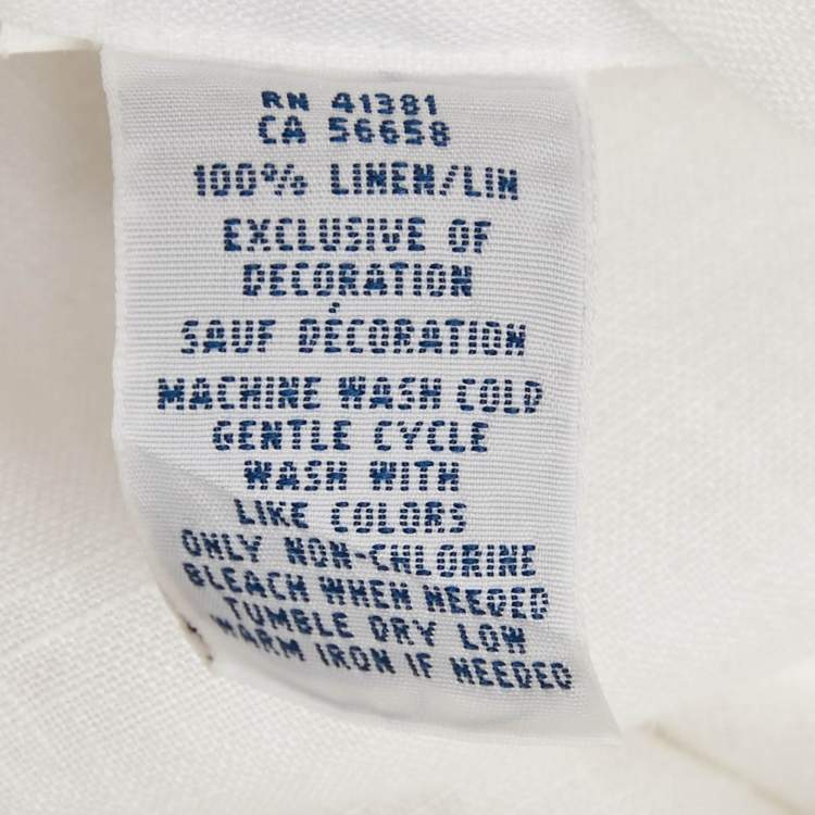 Pre Owned Ralph Lauren White Linen Button Front Shirt L