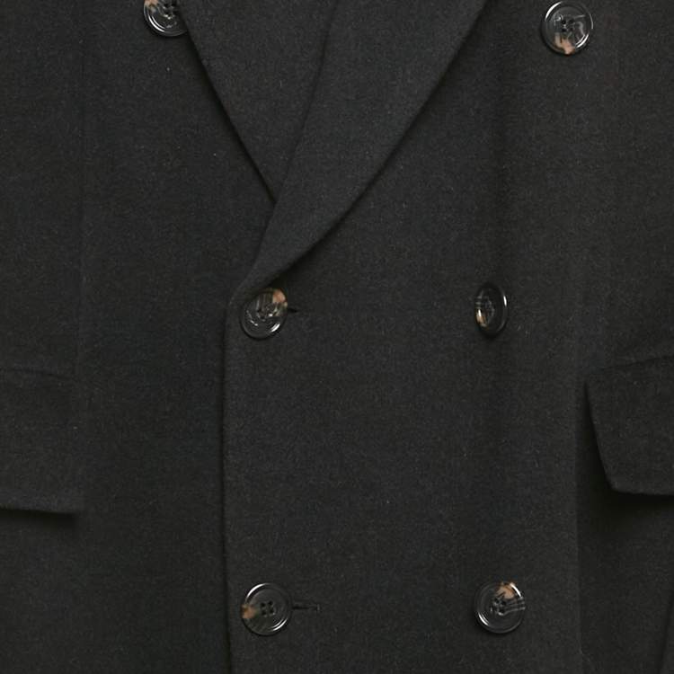 Pre Owned Chaps Ralph Lauren Vintage Black Wool Felt Double Breasted Coat XXL