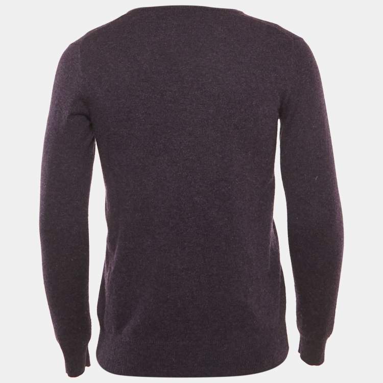 Pre Owned Ralph Lauren Purple Cashmere Knit V-Neck Sweater S
