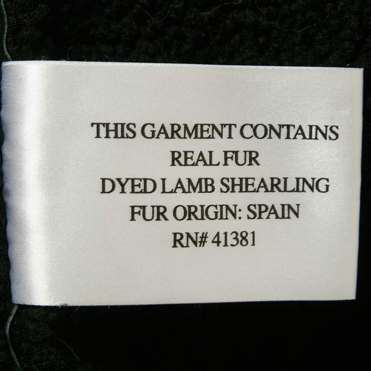 Pre Owned Ralph Lauren Black Shearling and Suede Military Bomber Jacket M