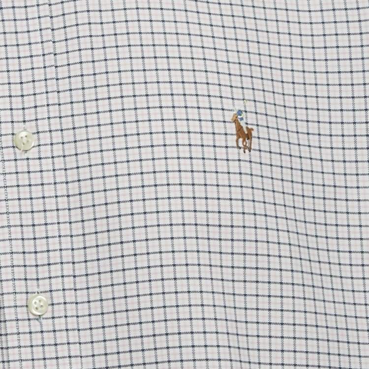 Pre Owned Ralph Lauren Navy Blue/Pink Checkered Cotton Regular Fit Shirt XL 