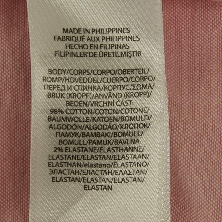 Pre Owned Ralph Lauren Pink Logo Embroidered Cotton Slim Fit Shirt M
