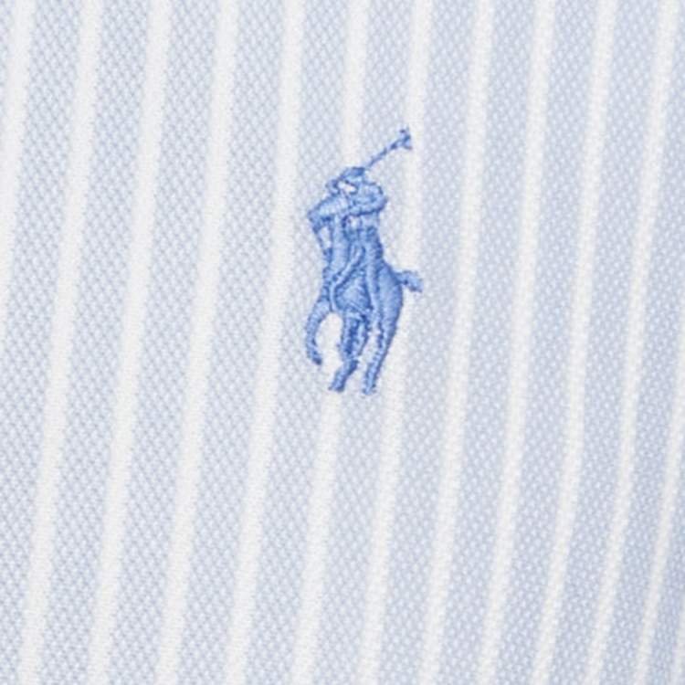 Pre Owned Ralph Lauren Blue Striped Knit Oxford Shirt L
