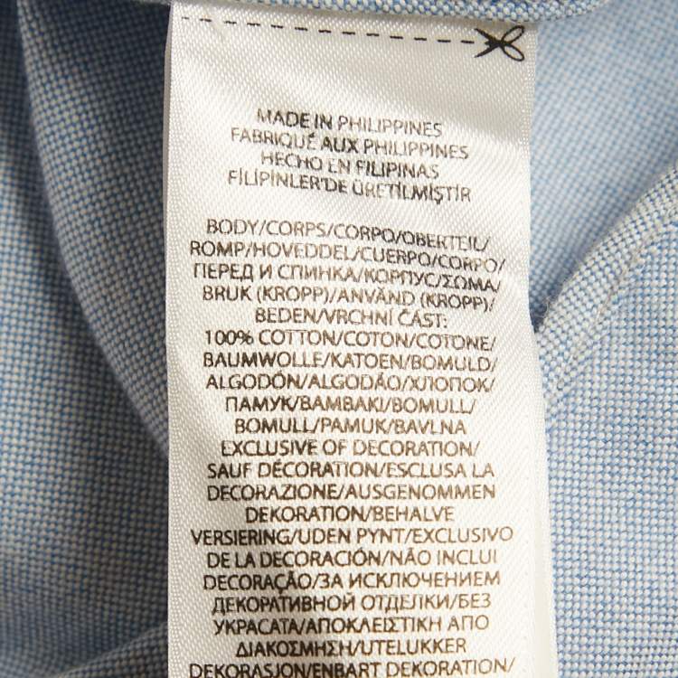 Pre Owned Ralph Lauren Blue Cotton Custom Fit Button Front Shirt M