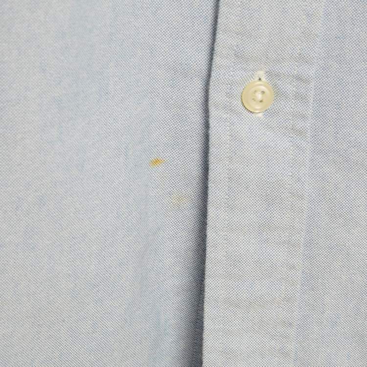 Pre Owned Ralph Lauren Blue Cotton Custom Fit Button Front Shirt M