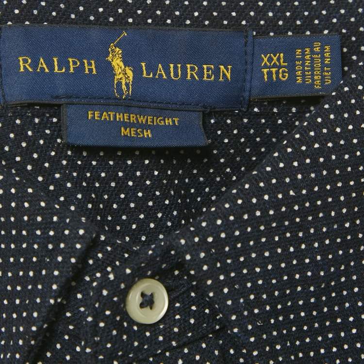 Pre Owned Ralph Lauren Navy Blue Dotted Cotton Feather Light Mesh Shirt XXL