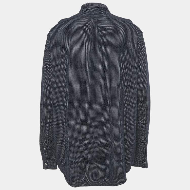 Pre Owned Ralph Lauren Navy Blue Dotted Cotton Feather Light Mesh Shirt XXL