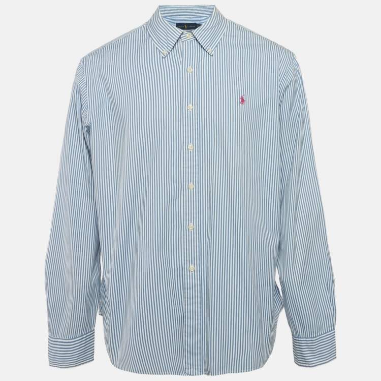 Pre Owned Ralph Lauren Blue Striped Cotton Full Sleeve Shirt XXL