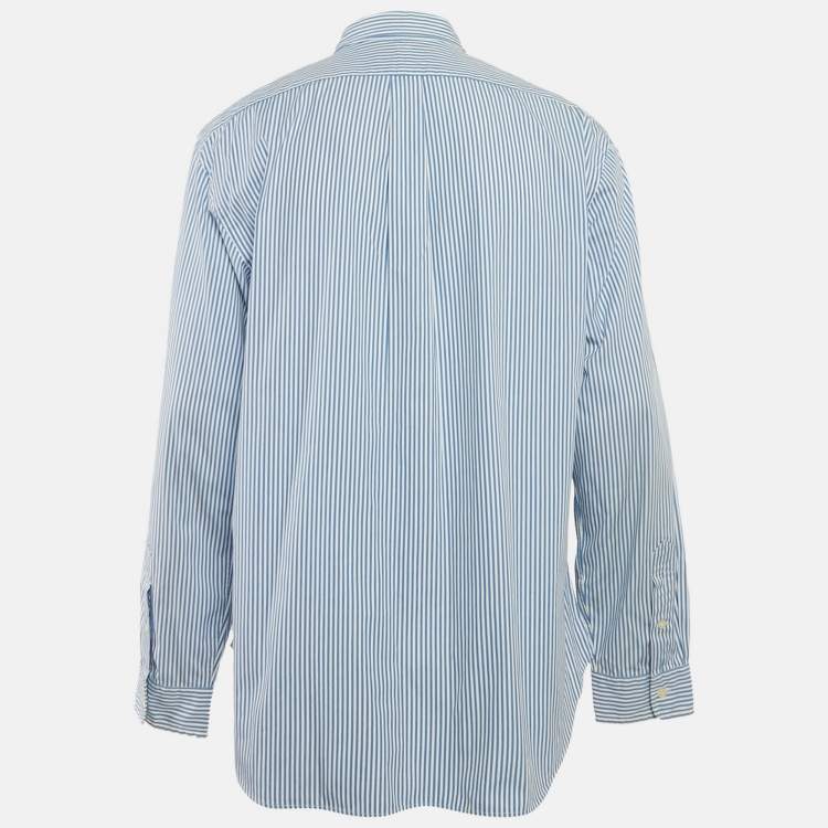 Pre Owned Ralph Lauren Blue Striped Cotton Full Sleeve Shirt XXL