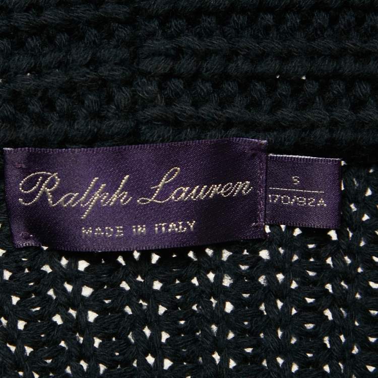 Pre Owned Ralph Lauren Blue Rib Knit Double Breasted Cardigan S