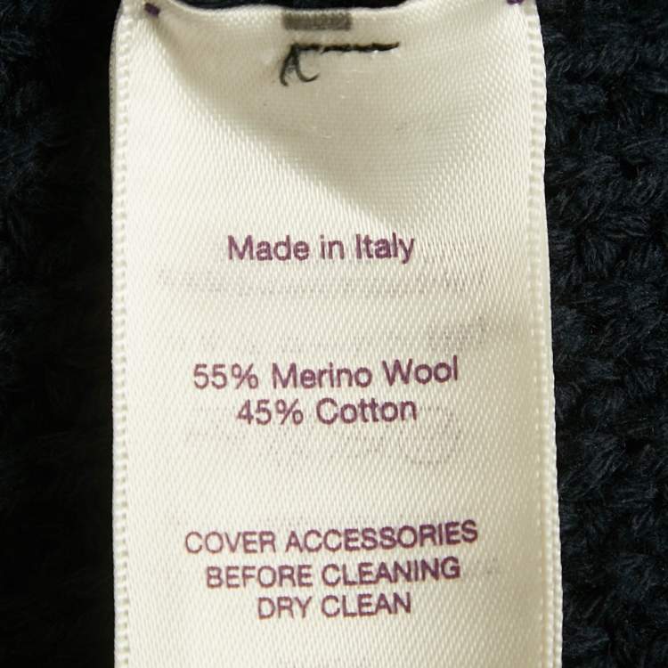 Pre Owned Ralph Lauren Blue Rib Knit Double Breasted Cardigan S