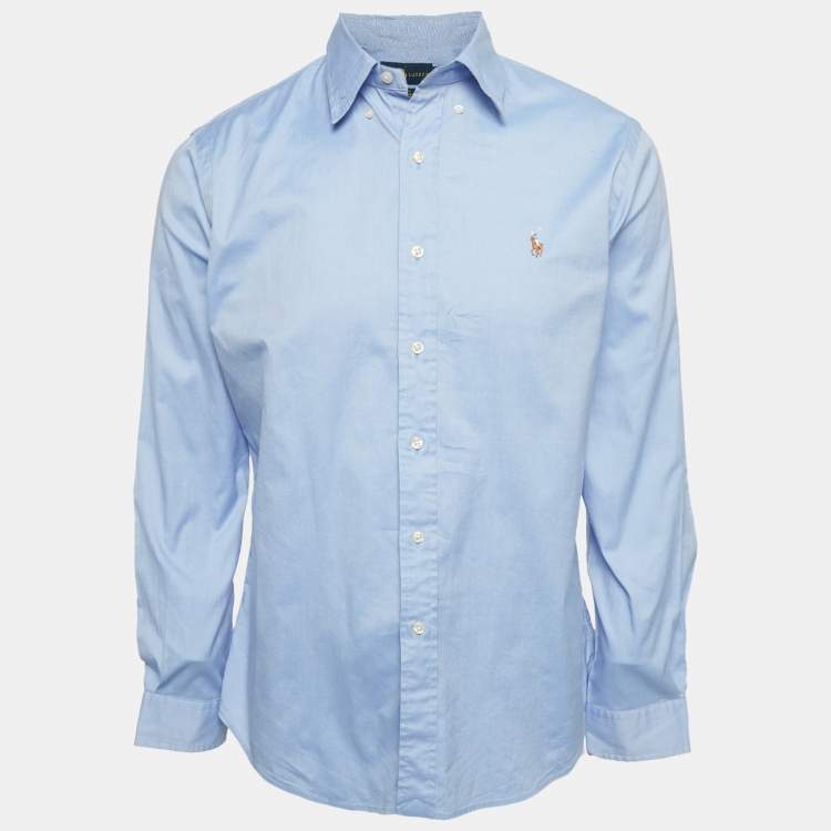 Pre Owned Ralph Lauren Blue Cotton Slim Fit Shirt L