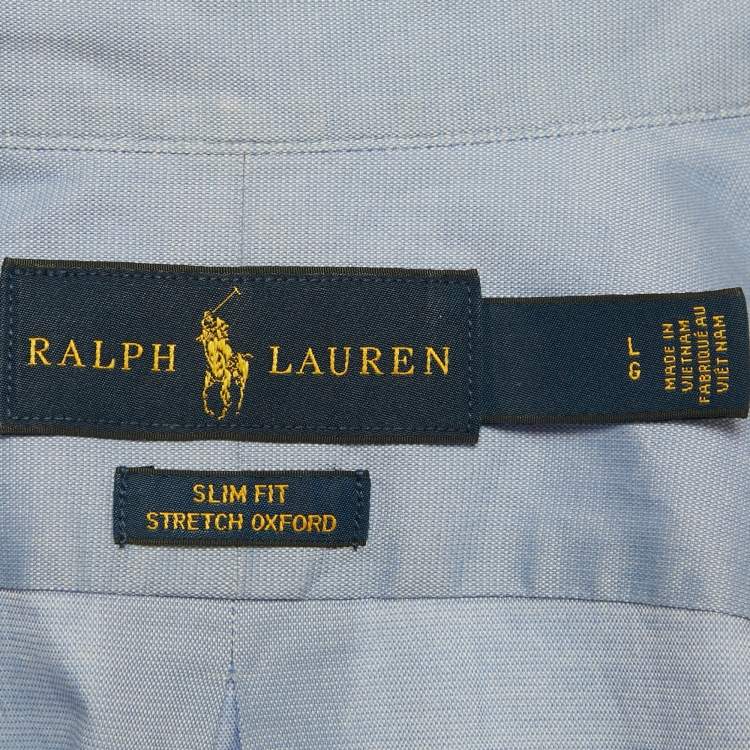 Pre Owned Ralph Lauren Blue Cotton Slim Fit Shirt L