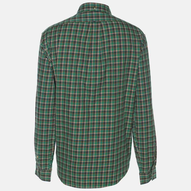 Pre Owned Ralph Lauren Green Checked Cotton Long Sleeve Shirt XL