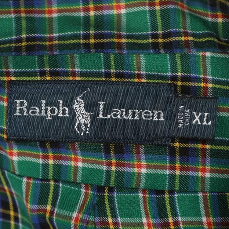 Pre Owned Ralph Lauren Green Checked Cotton Long Sleeve Shirt XL