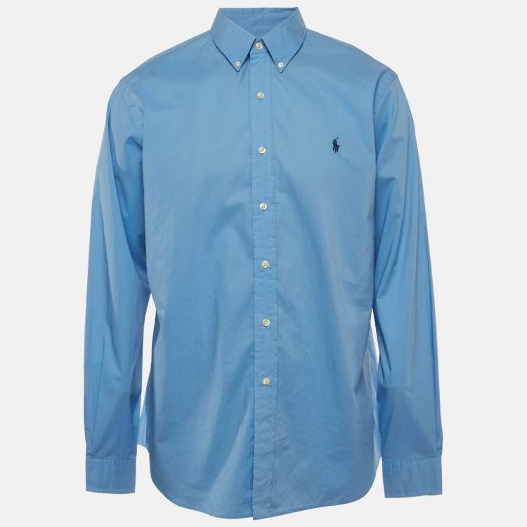 Pre Owned Ralph Lauren Blue Cotton Slim Fit Shirt XL